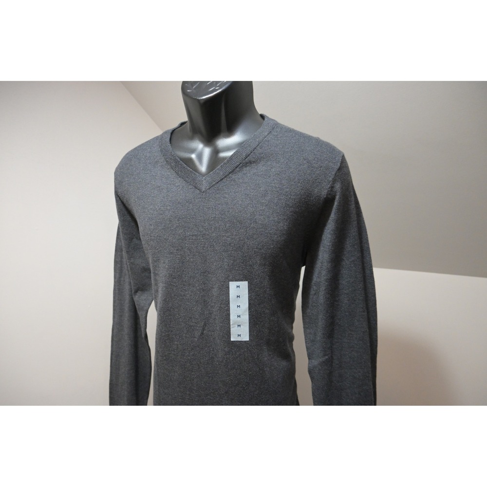Old Navy V-Neck Sweater Men Size Medium Charcoal Gray Cotton Blend NWT